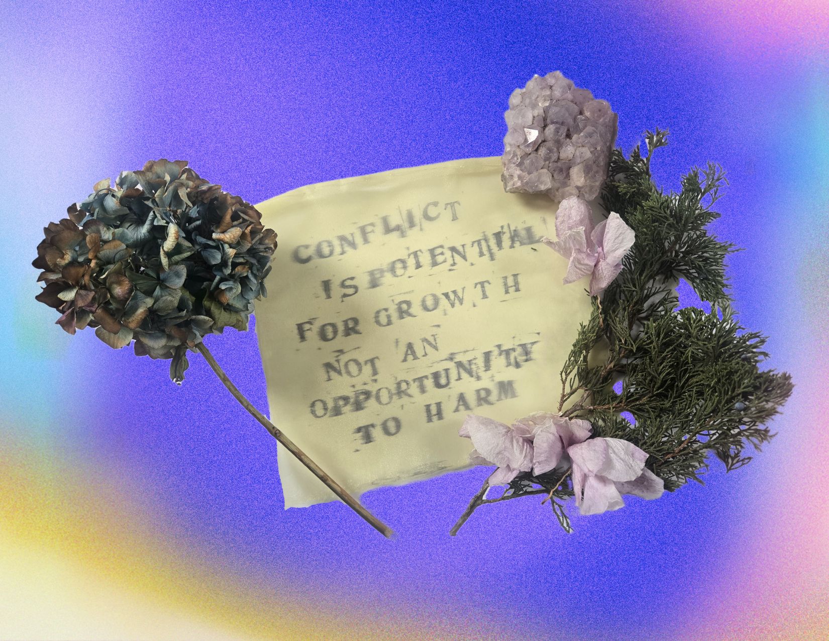 Art from one of Anna-Maria’s arts’ offerings, The Prayer Flag Project, an interactive community healing arts installation. Anna-Maria believes creative sovereignty is a fundamental human need. At a time when certain voices are increasingly being silenced over others, The Prayer Flag Project is intended to uplift our collective wisdom as we vision a more liberated and just world, not only for some but for all. This work honors a decolonial reclamation of Anna-Maria’s South Asian ancestry.