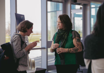 Reception conversation between two individuals